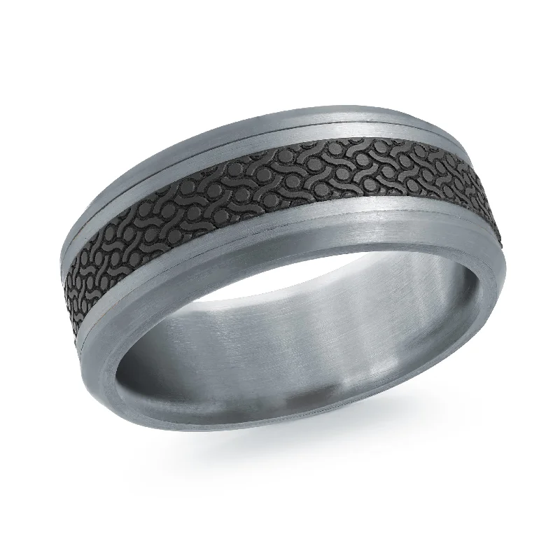 wedding engagement ring for women-14K White Gold with Carbon Fiber Ring from the Tantalum Collection by Malo - MRDTC-013-8WB