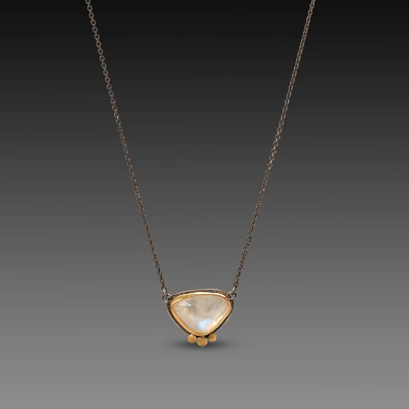 gold heart necklace for women-Rose Cut Moonstone Necklace