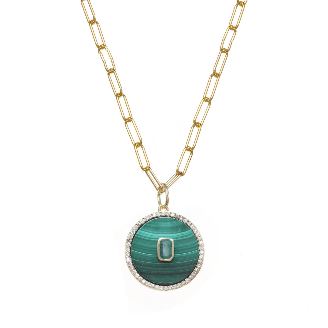 sapphire necklace for women-Malachite Circle