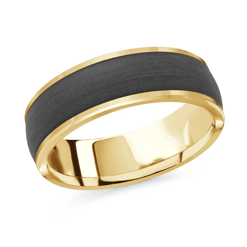 three-stone engagement ring for women-14K Yellow Gold Ring from the Noir Collection by Malo - MRDA-092-7Y