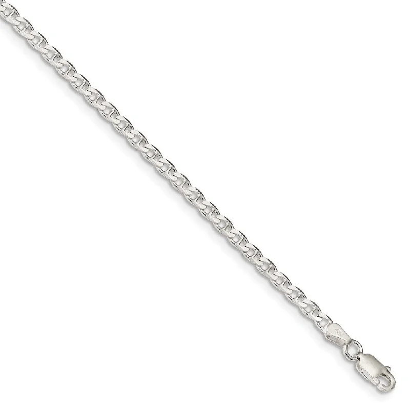 dainty bracelet for women-3.1mm Sterling Silver Solid Flat Cuban Anchor Chain Anklet