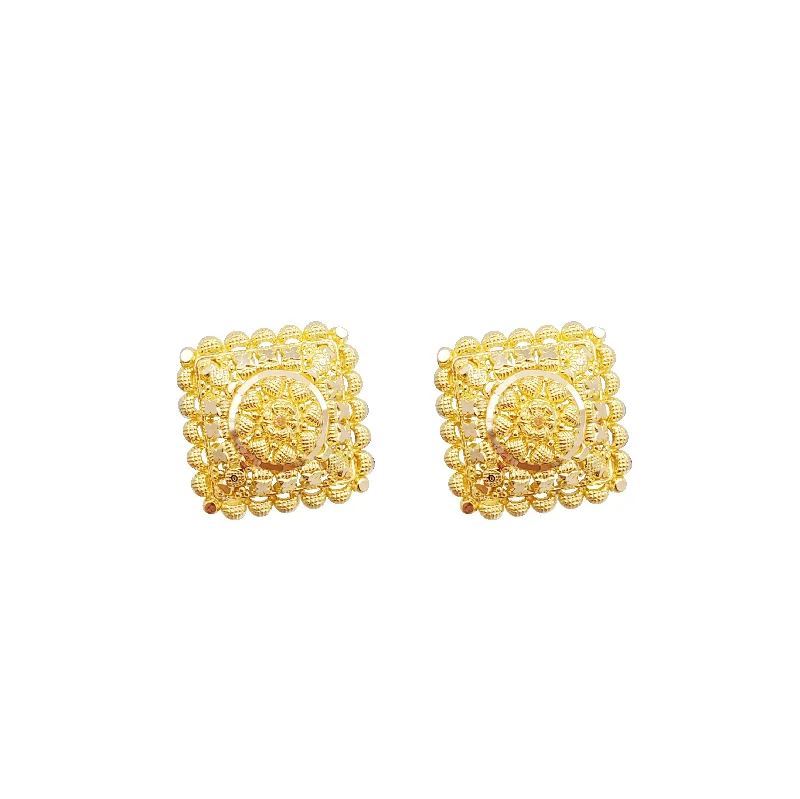 hoop stud earrings for women-22K Flower Fancy Earrings