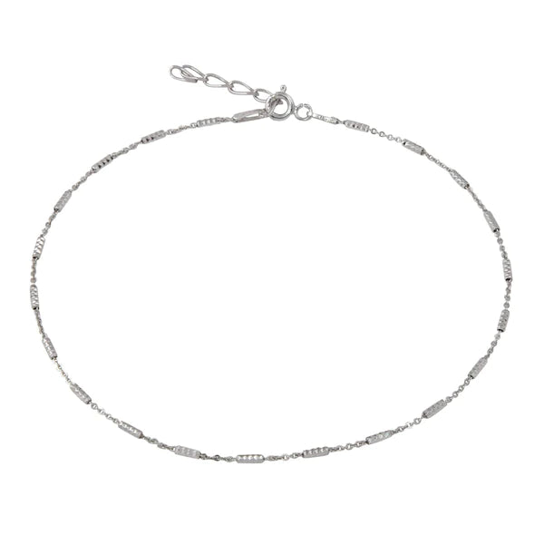 statement bracelet for women-Silver 925 Rhodium Plated DC Bar 030 Anklet 1.4mm