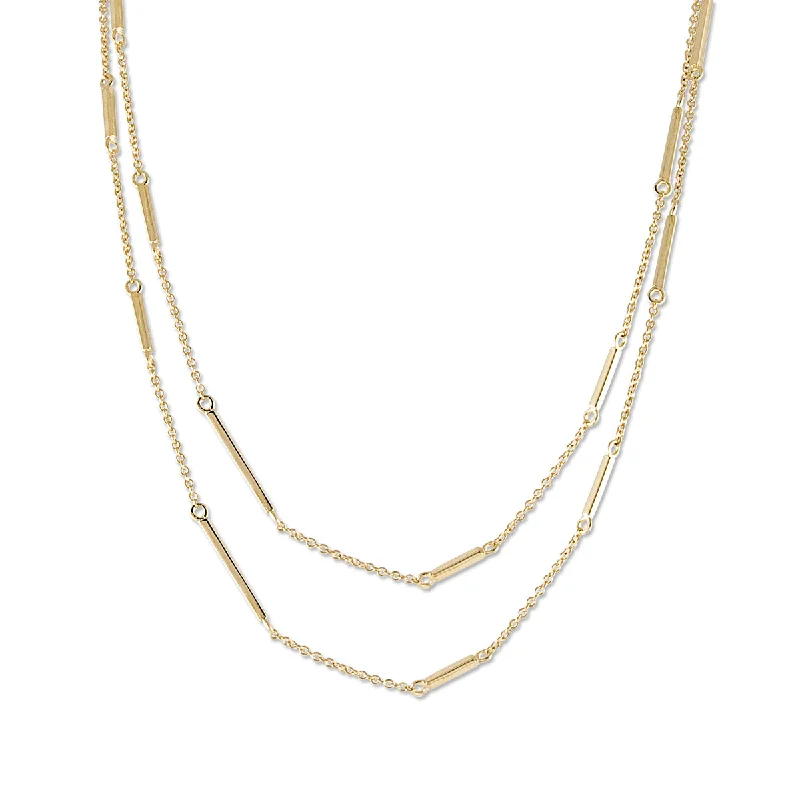 rainbow necklace for women-Matchstick/Chain Necklace in 14K Gold