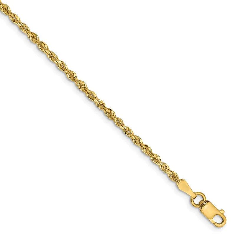 pearl chain bracelet for women-2mm, 14k Yellow Gold, D/C Quadruple Rope Chain Anklet