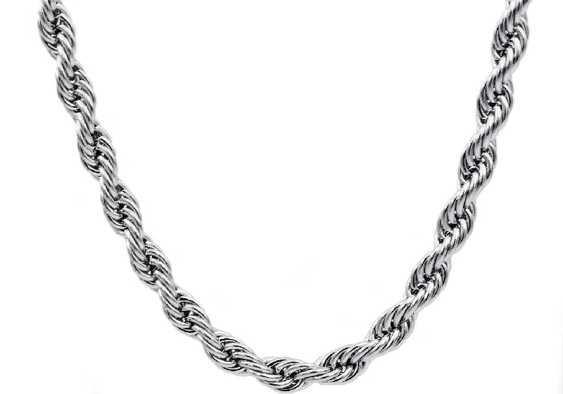 dainty necklace for women-Mens Stainless Steel Rope Chain Necklace