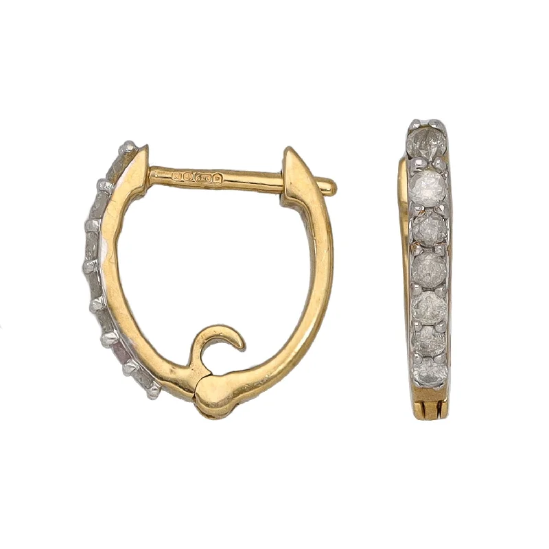 animal earrings for women-9ct Gold 0.24ct Diamond Hoop Earrings