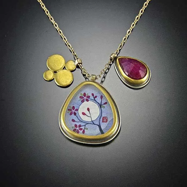 cute necklace for women-Organic Plum Blossom Charm Necklace