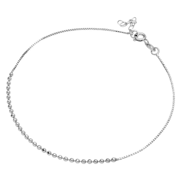 vintage anklet for women-Silver 925 Rhodium Plated DC Bead Anklet