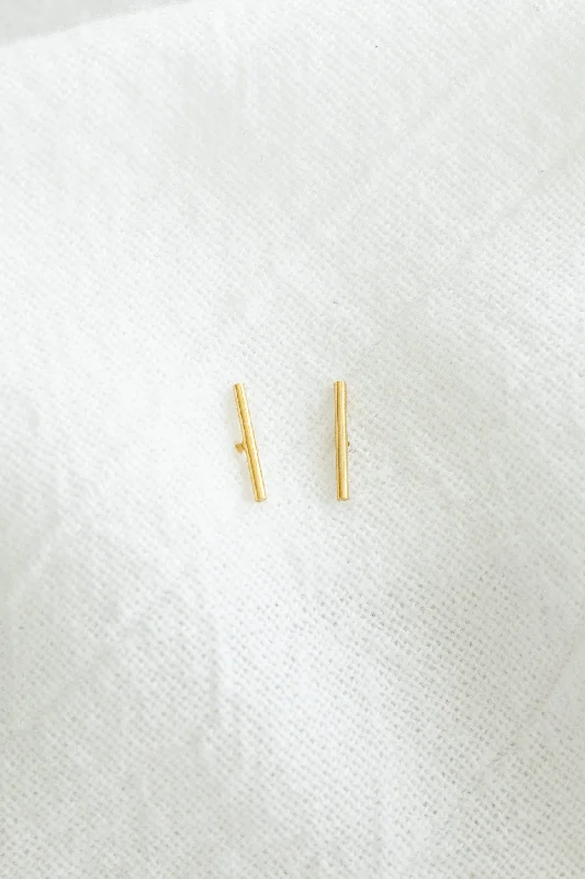 gold earrings for women-Line Studs