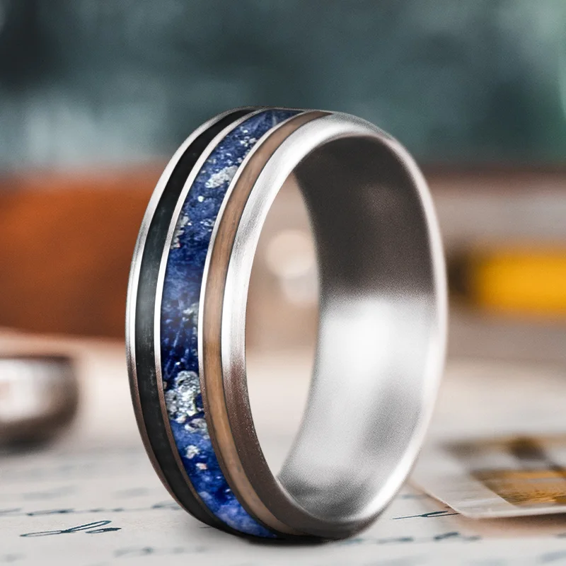 unique custom ring for women-Custom Design - 3-Inlay Wide Center Ring gKolm44ZOfLTPb929p8xsQeb