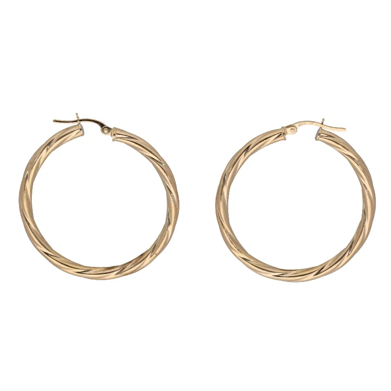 geometric earrings for women-New 9ct Gold Twisted Hoop Earrings