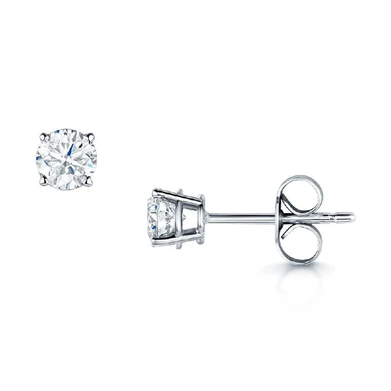 chic earrings for women-18ct White Gold Brilliant Cut Single Stone Diamond Set Earrings