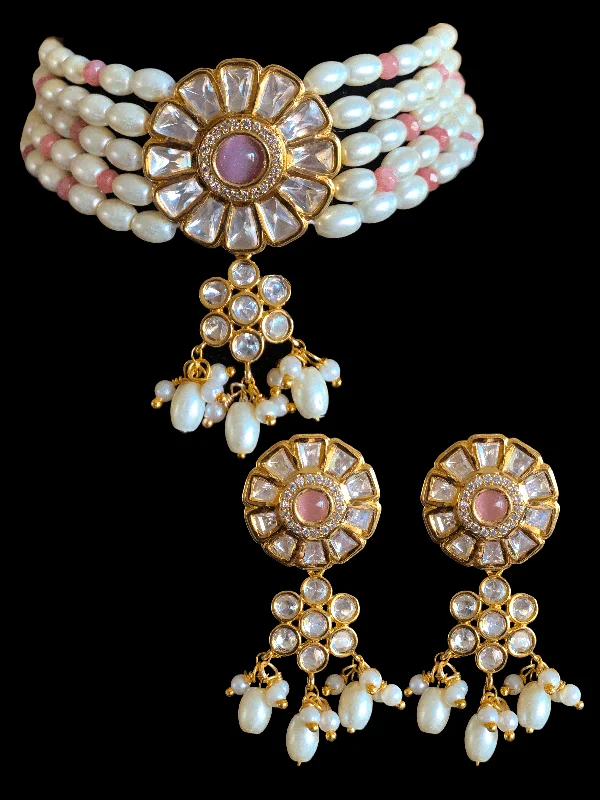 vintage earrings for women-C139  polki choker with earrings ( READY TO SHIP )