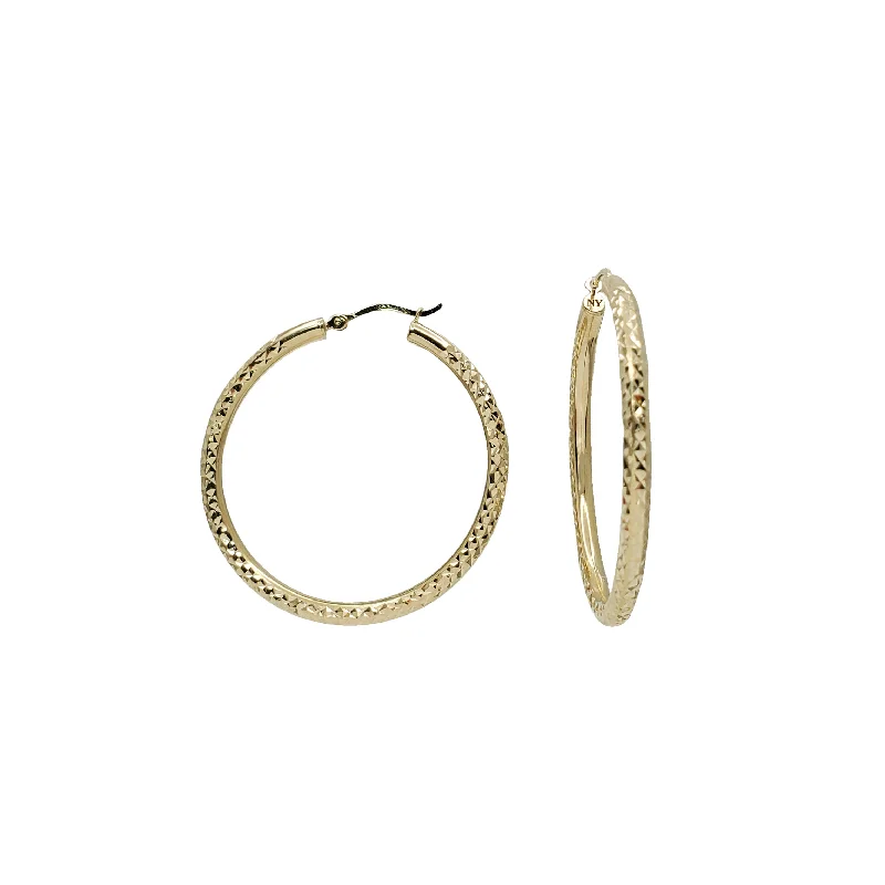 ear climbers for women-Diamond-Cut Hoop Earrings (14K)