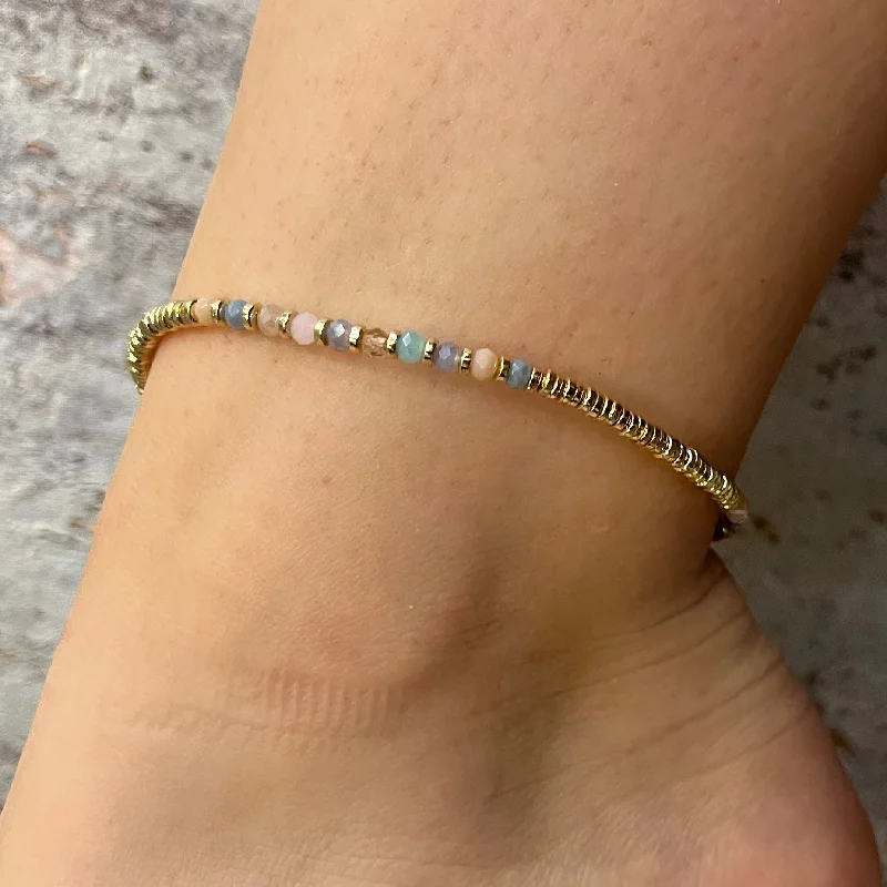 crystal anklet for women-Beach Side Beaded Anklet