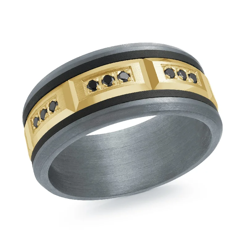 luxury engagement ring for women-Tantalum with Carbon Fiber and 14K Yellow Gold Ring from the Tantalum Collection by Malo - MRDTC-005-9BYBD