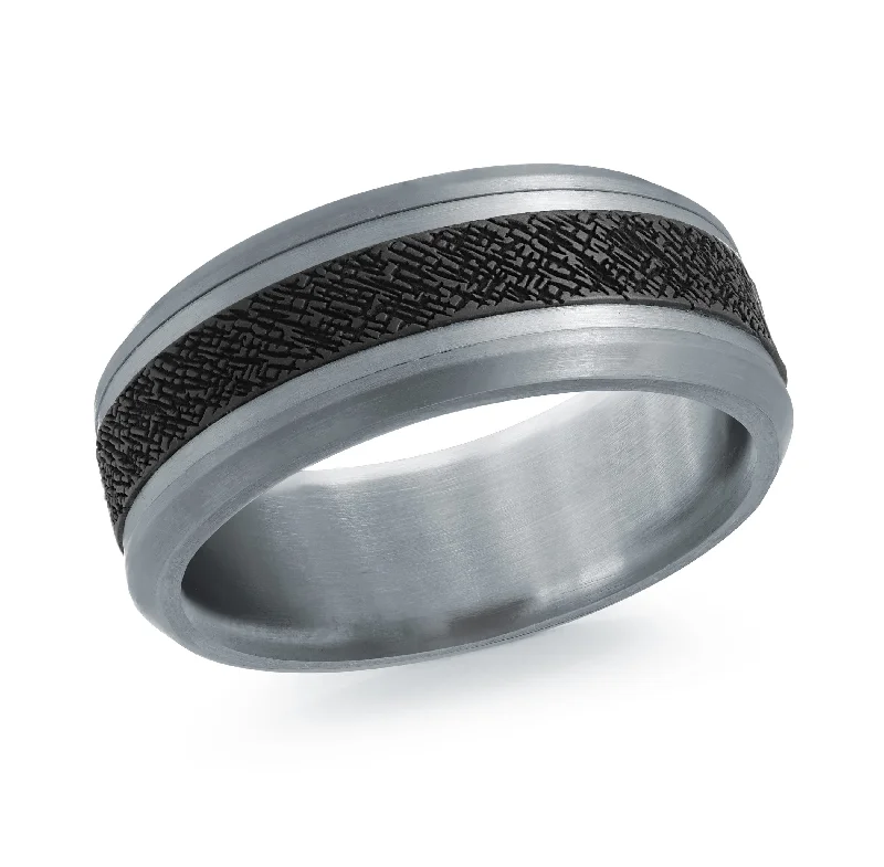 affordable engagement ring for women-14K White Gold with Carbon Fiber Ring from the Tantalum Collection by Malo - MRDTC-012-8WB