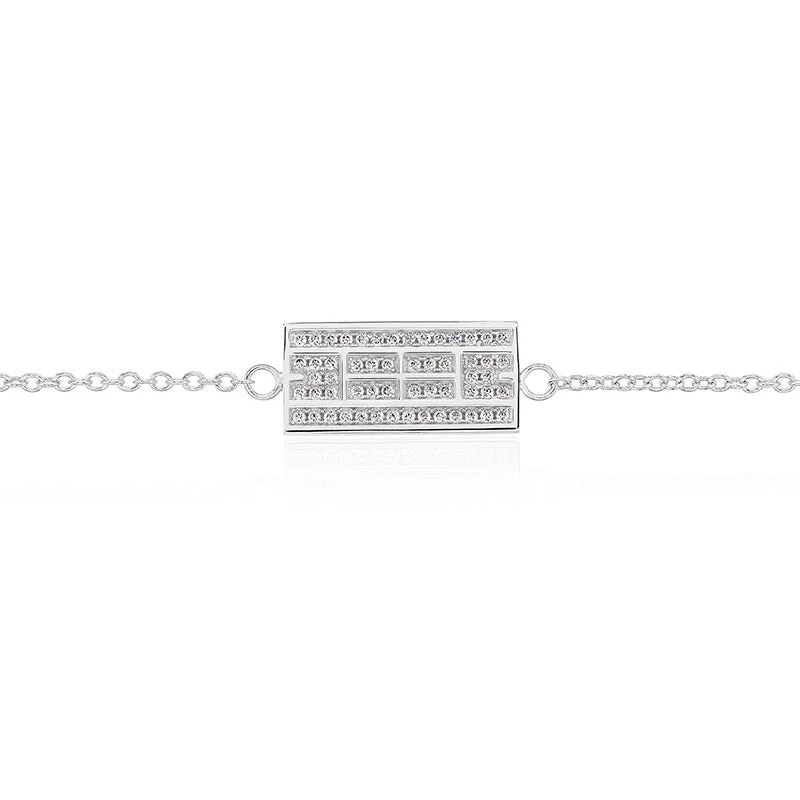 engraved anklet for women-CZ Tennis Court Anklet Small