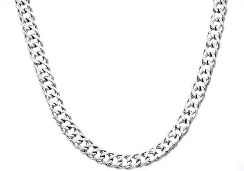 crystal necklace for women-Mens Stainless Steel Double Link Chain Necklace