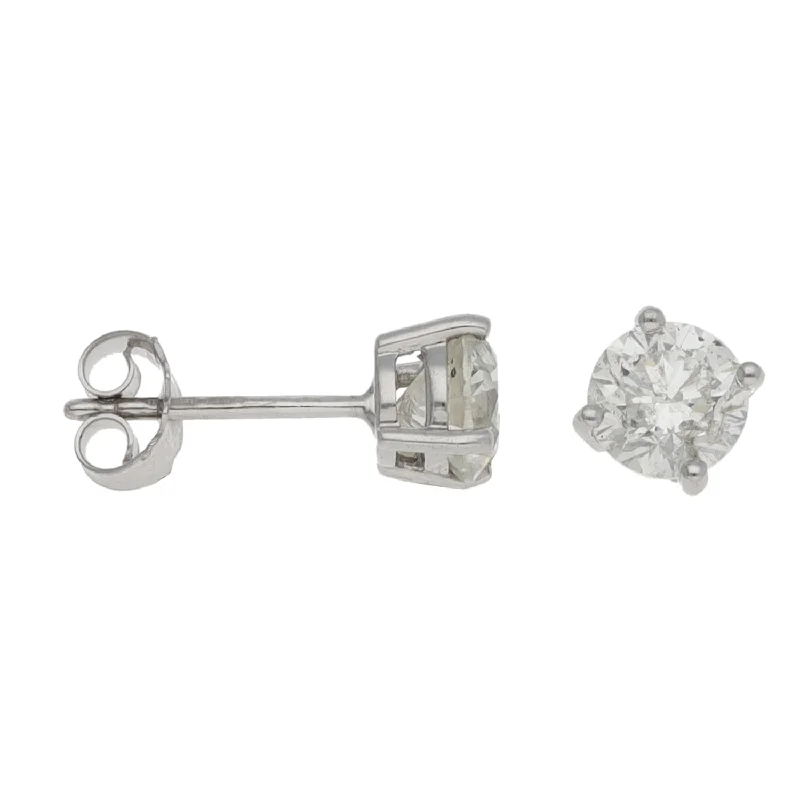 personalized earrings for women-18ct White Gold 1.60ct Diamond Solitaire Earrings