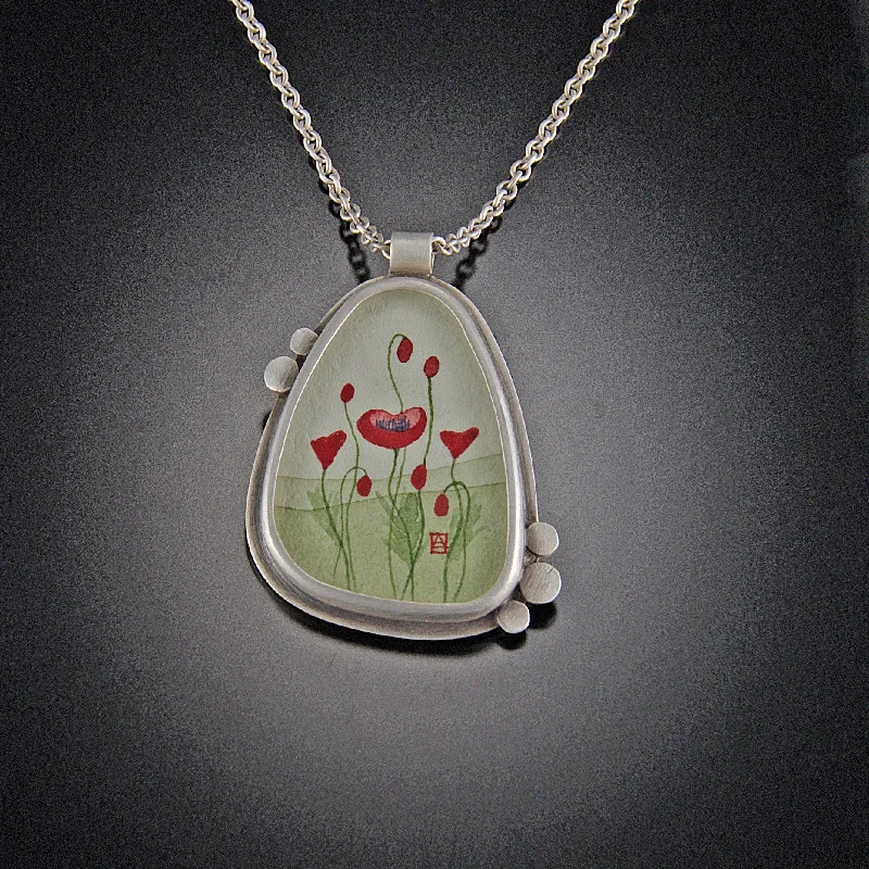 bridal necklace for women-Large Organic Poppy Necklace