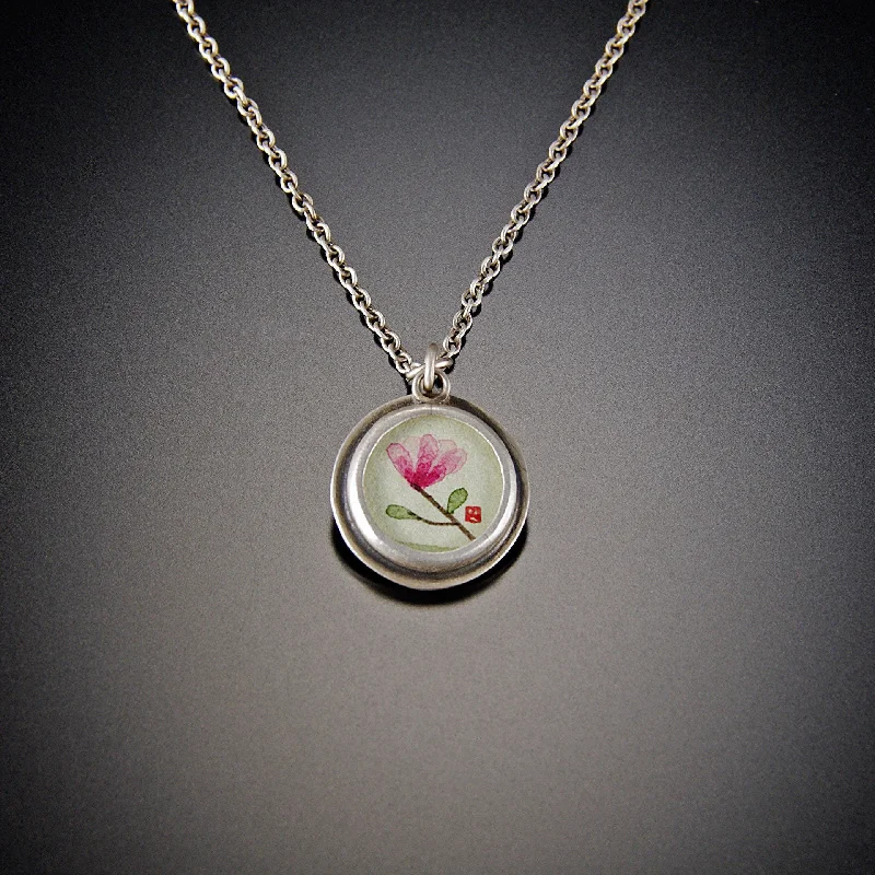 celestial necklace for women-Tiny Round Magnolia Necklace