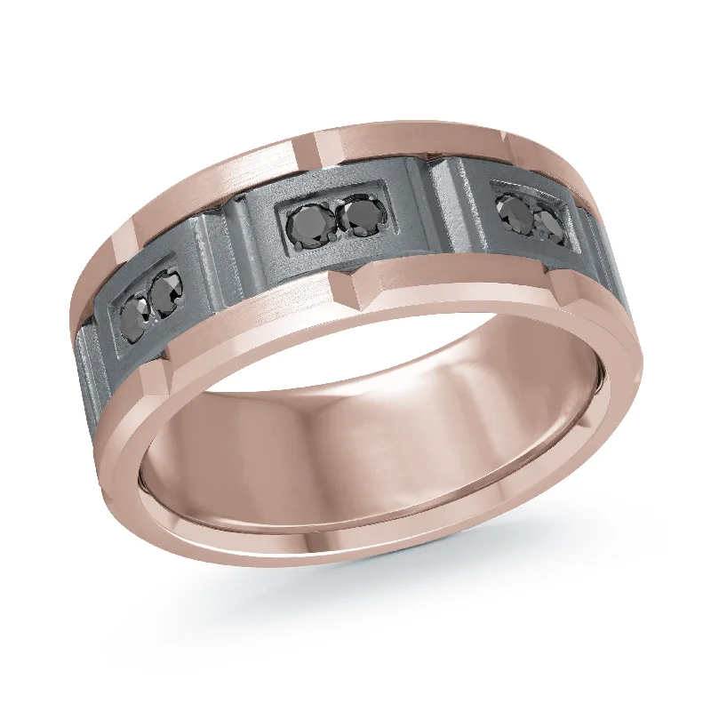 custom engagement ring for women-14K Rose Gold with Carbon Fiber Ring from the Tantalum Collection by Malo - MRDTN-054-9PBD