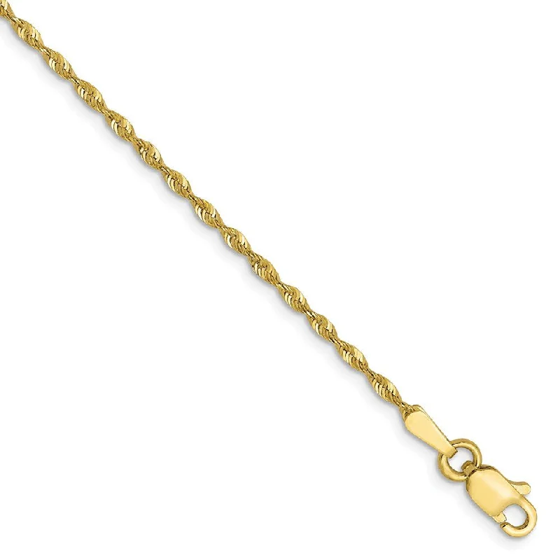 vintage anklet for women-1.5mm 10k Yellow Gold Solid D/C Lightweight Rope Chain Anklet