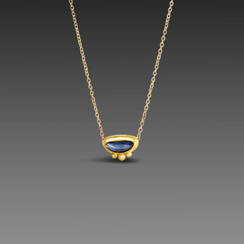 silver chain necklace for women-Floating Sapphire Necklace with Diamonds