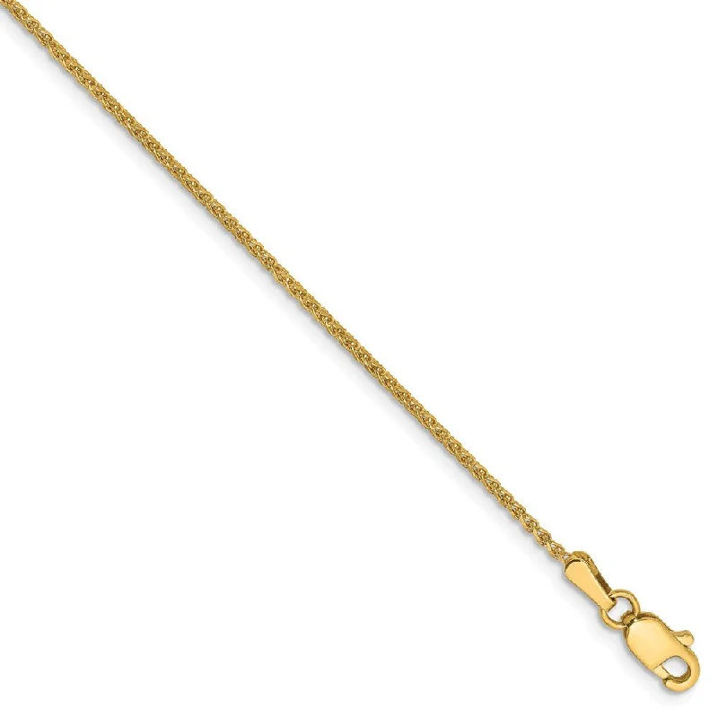 charm anklet for women-1.2mm 14k Yellow Gold, Solid D/C Spiga Chain Anklet