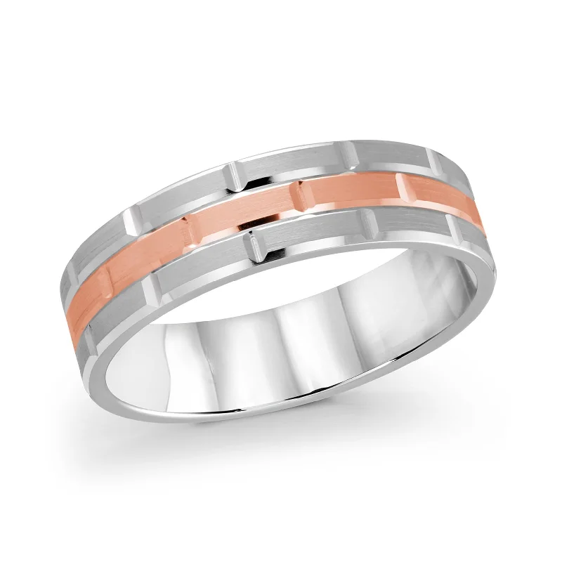 twist engagement ring for women-14K White Gold with 14K Rose Gold Ring from the Executif Collection by Malo - MRD-476-6WP