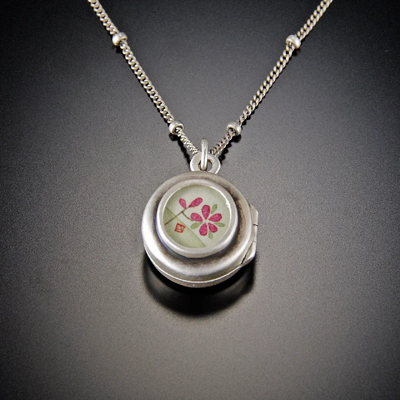 minimalist necklace for women-Plum Blossom Tiny Locket