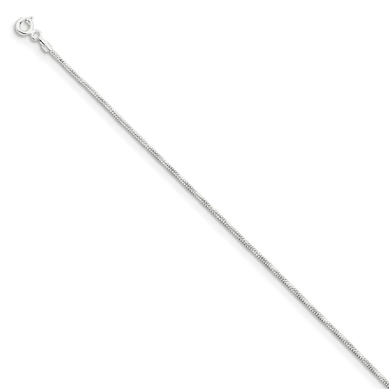 diamond anklet for women-Sterling Silver 1.2mm Round High Polished Snake Chain Anklet, 9 Inch