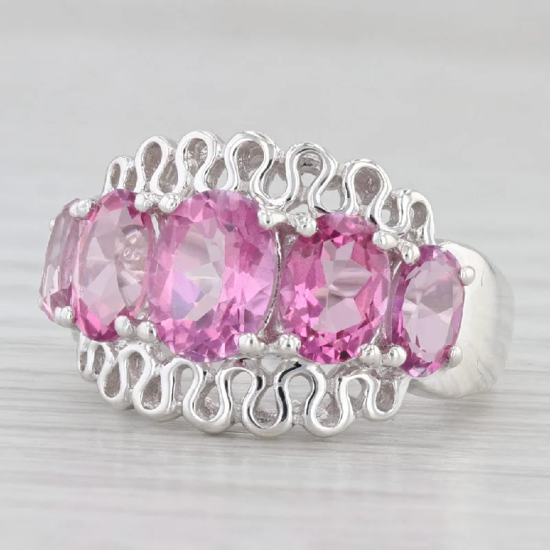 minimalist engagement ring for women-4.50ctw Pink Mystic Topaz Ring Sterling Silver Size 6