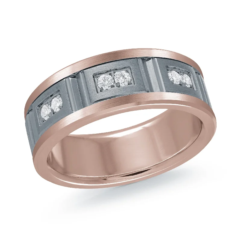 engagement ring with pave diamonds for women-14K Rose Gold Ring from the Tantalum Collection by Malo - MRDTN-046-8PD