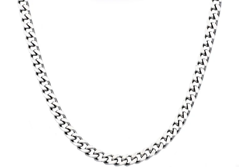 dainty necklace for women-Mens 8mm Stainless Steel Curb Link Chain Necklace