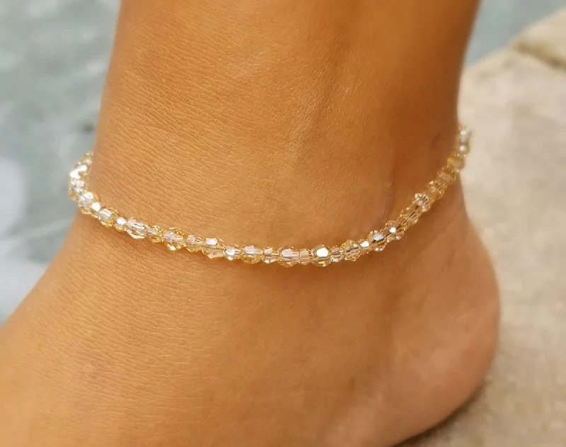 elegant anklet for women-Deluxe Rounds - Swarovski Crystals Golden Shadows Anklet