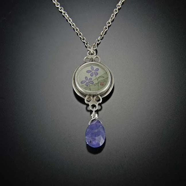 beaded necklace for women-Tiny Violets Necklace with Tanzanite