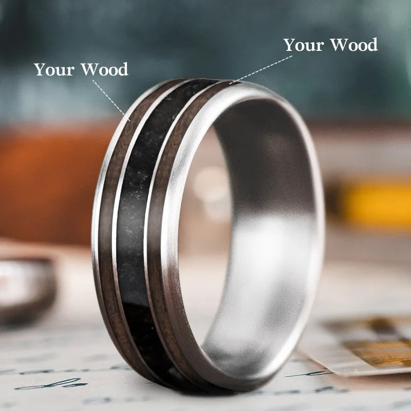 gold wedding ring for women-Custom Design - 3-Inlay Wide Center Ring QTmqxDI2vkpxWNCwyuYWR29t