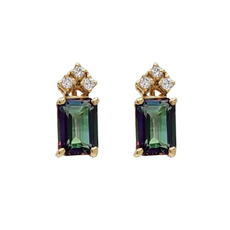 art deco earrings for women-Mystic Topaz & Diamond Stud Earrings (14K)