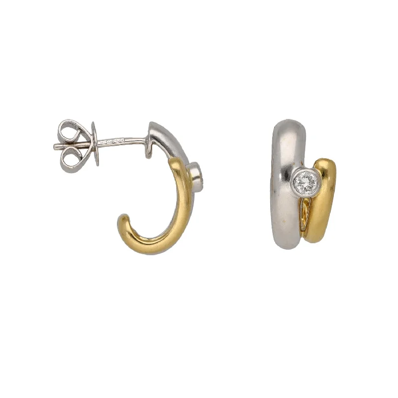 pearl earrings for women-18ct Bi-Colour Gold 0.10ct Diamond Dress/Cocktail Earrings