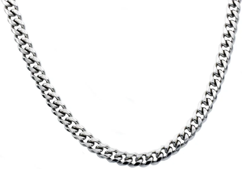 rainbow necklace for women-Mens 8mm Stainless Steel Cuban Link Chain Necklace With Box Clasp