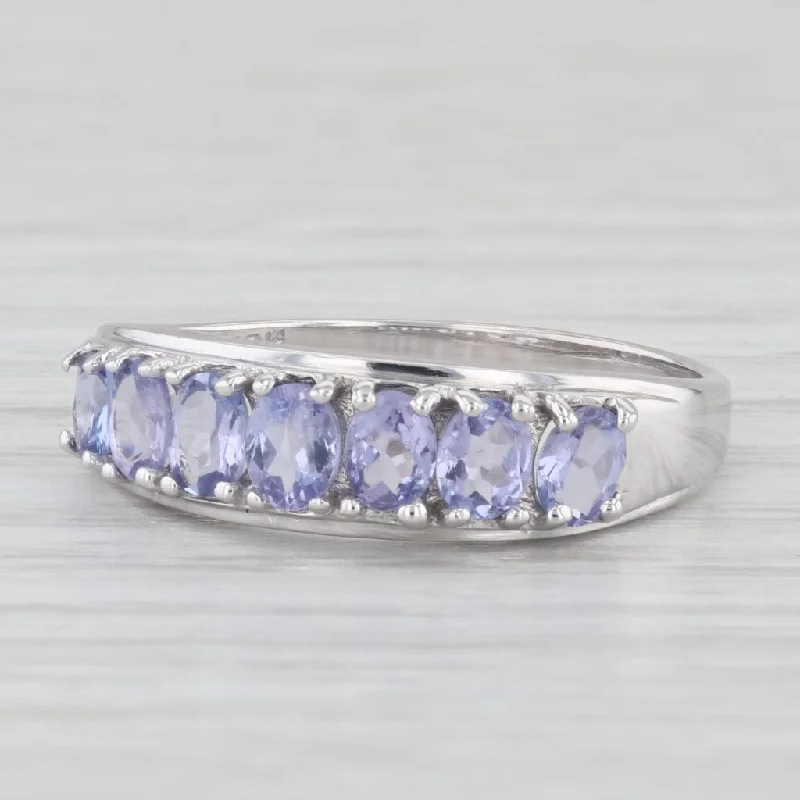 white gold solitaire engagement ring for women-1.40ctw Tanzanite Ring 10k White Gold Size 10 Stackable