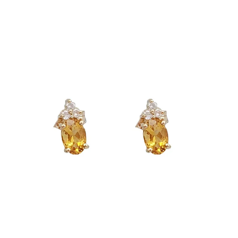 statement earrings for women-Yellow Topaz Stud Earrings (14K)