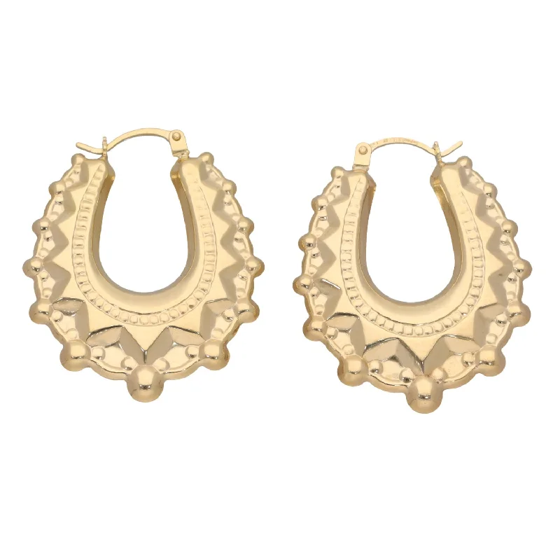 small hoop earrings for women-New 9ct Gold Spiked Creole Earrings