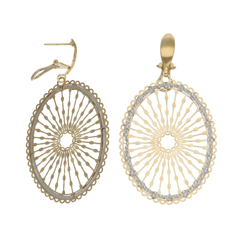 silver earrings for women-18ct Bi-Colour Gold Drop Earrings