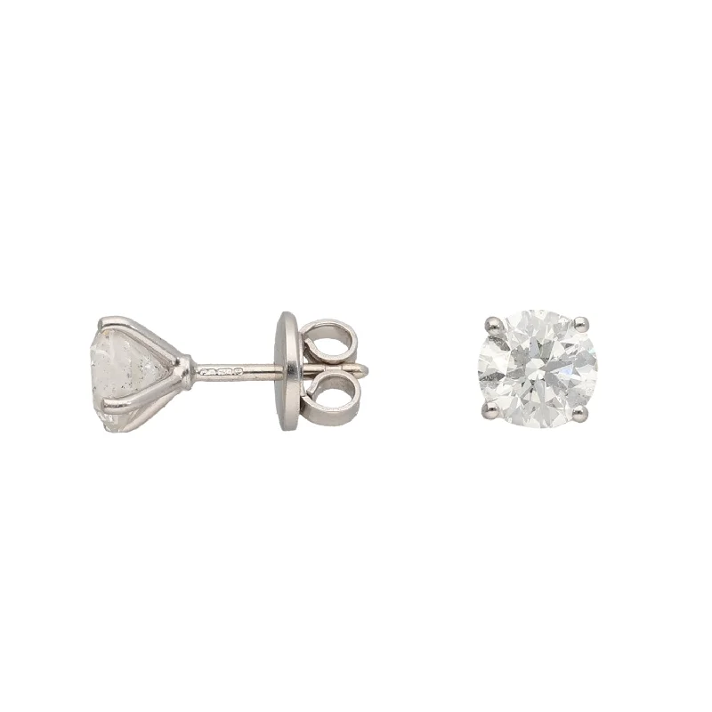 dangly crystal earrings for women-18ct White Gold 1.80ct Diamond Stud Earrings