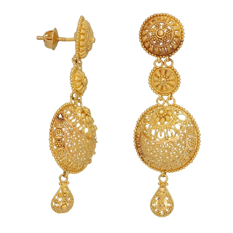 clip-on earrings for women-22ct Gold Drop Earrings