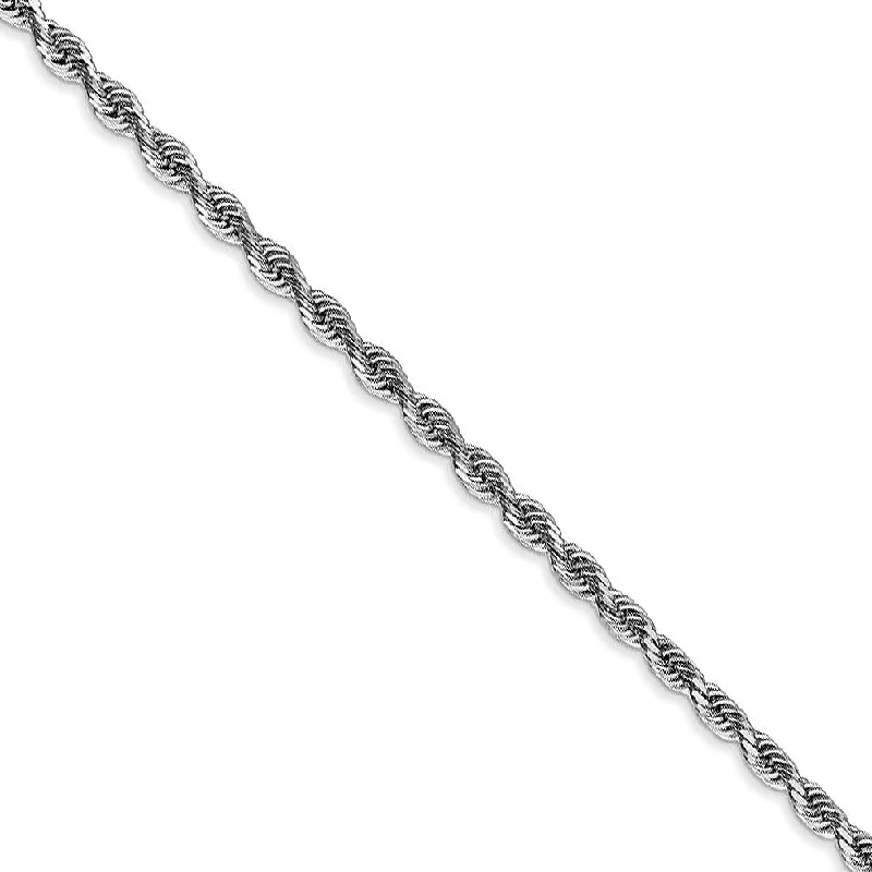 boho anklet for women-2.75mm 10k White Gold D/C Quadruple Rope Chain Anklet, 9 Inch